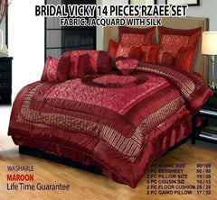 14 pcs Bridal Jacquard & Tafta Silk Razai Set (SLK 224)