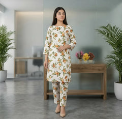 2 Piece – Cotton Digital Print Suit ( Design LS136)