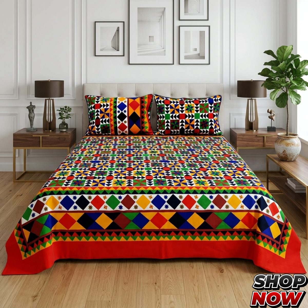 Cotton Satin King Size Bed Sheet STN 041