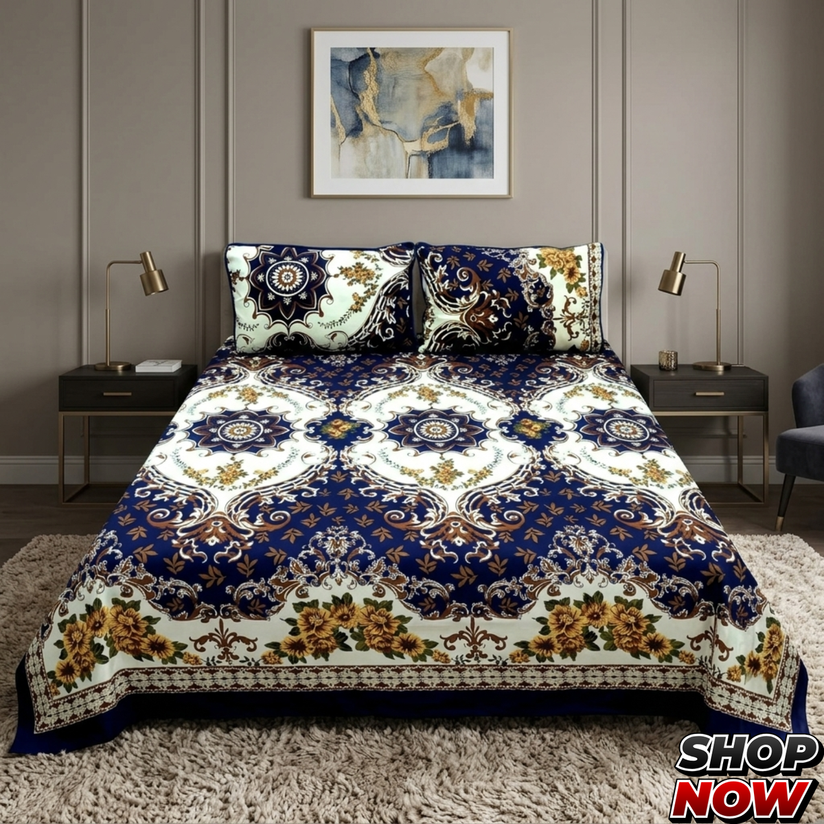 Cotton Satin King Size Bed Sheet STN 031