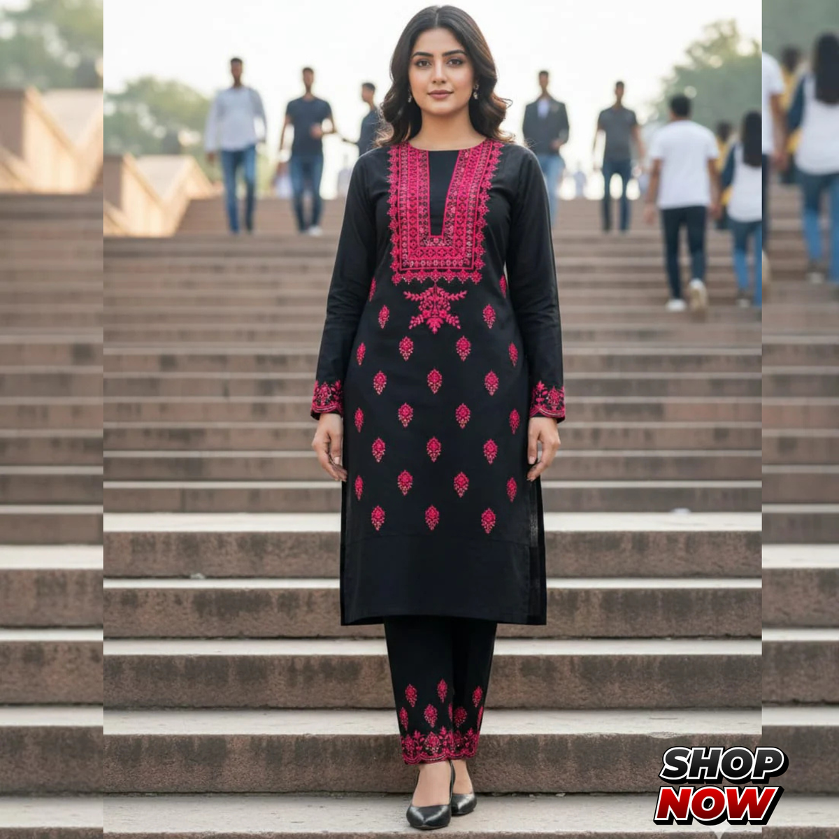 Embroidery Shirt sleeves and Trouser.