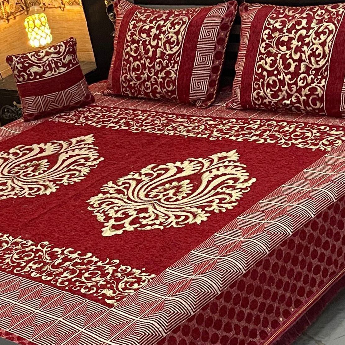 4Pc Velvet Jaquard Bedsheet VJD 044