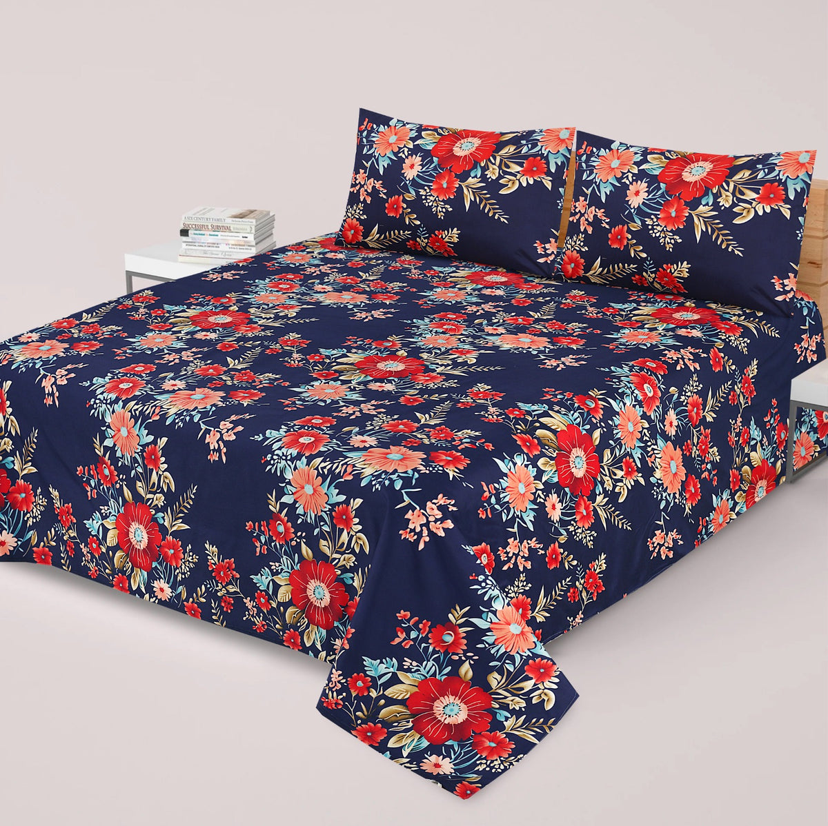3PCS KING COTTON BED SHEET  B-808