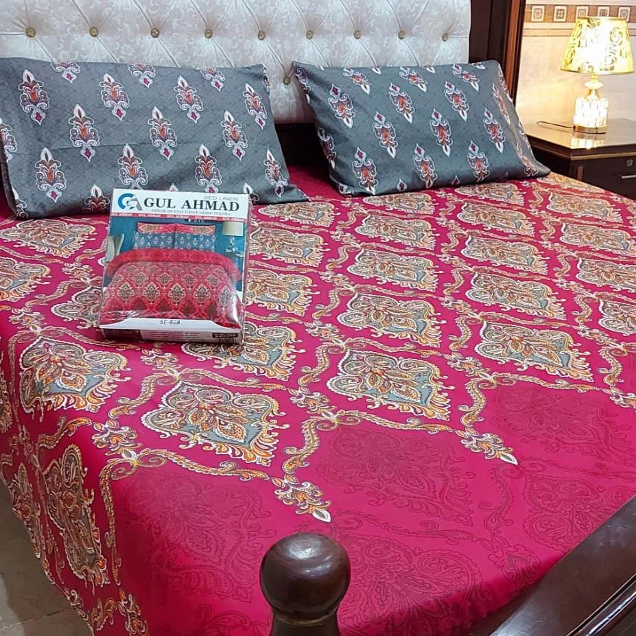 3PCS KING COTTON BED SHEET  B-829