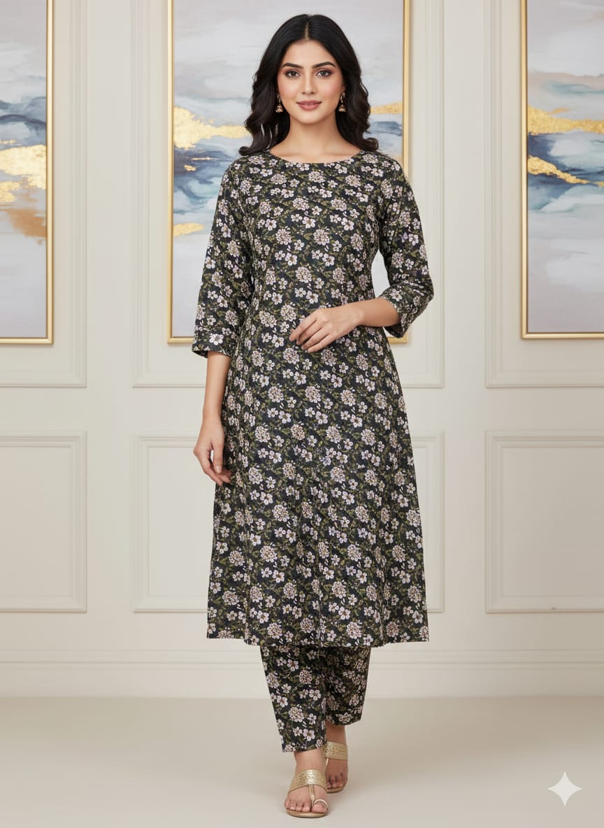 2 Piece – Cotton Digital Print Suit Design LS658