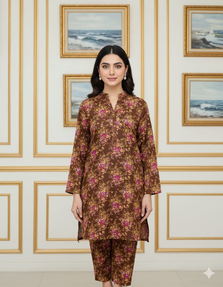2 Piece – Cotton Digital Print Suit Design LS657