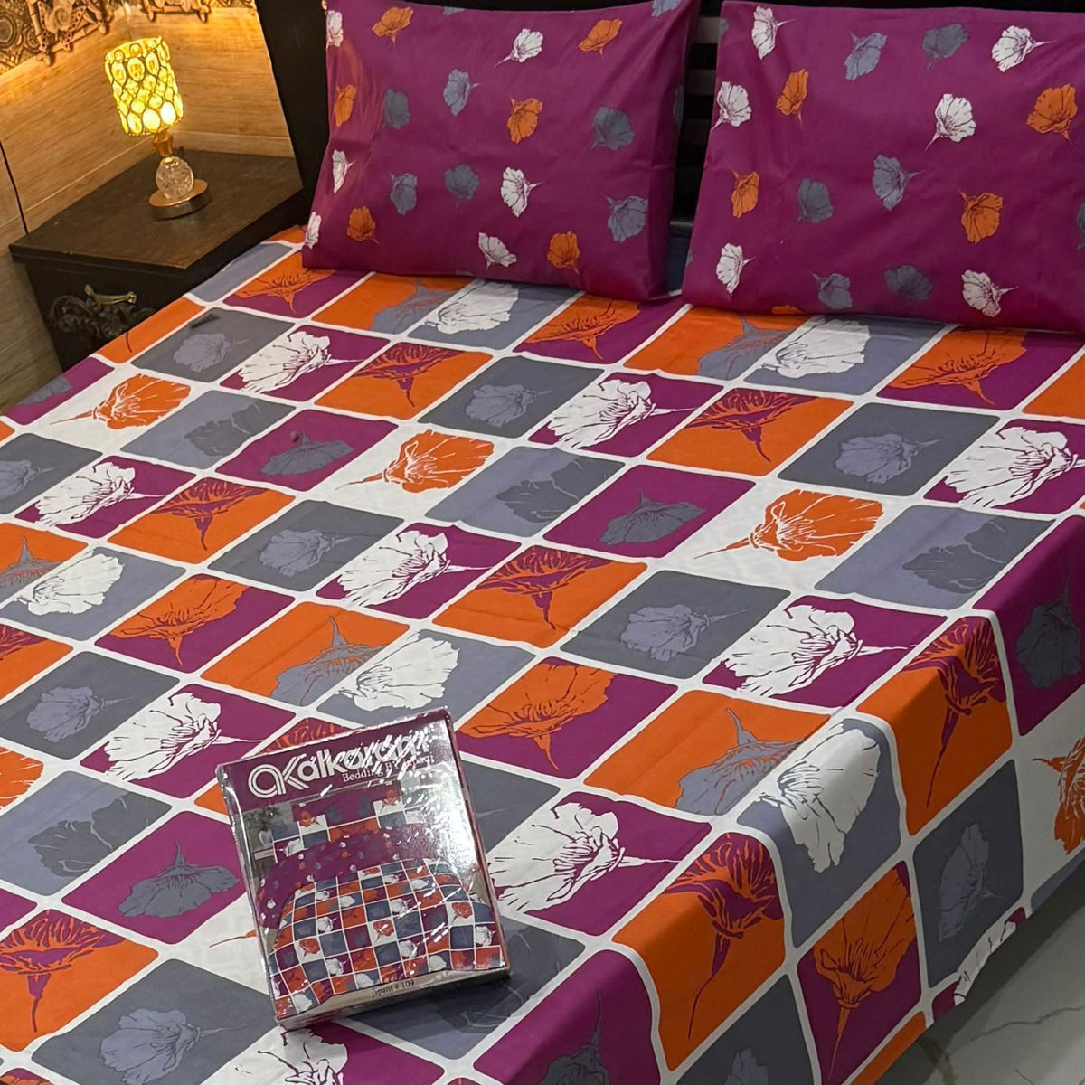 3PCS KING COTTON BED SHEET  B-840