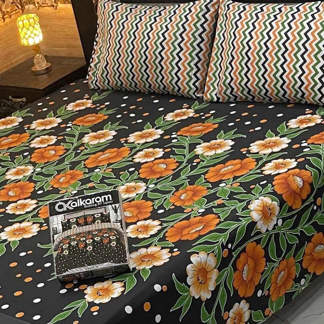 3PCS KING COTTON BED SHEET  B-845