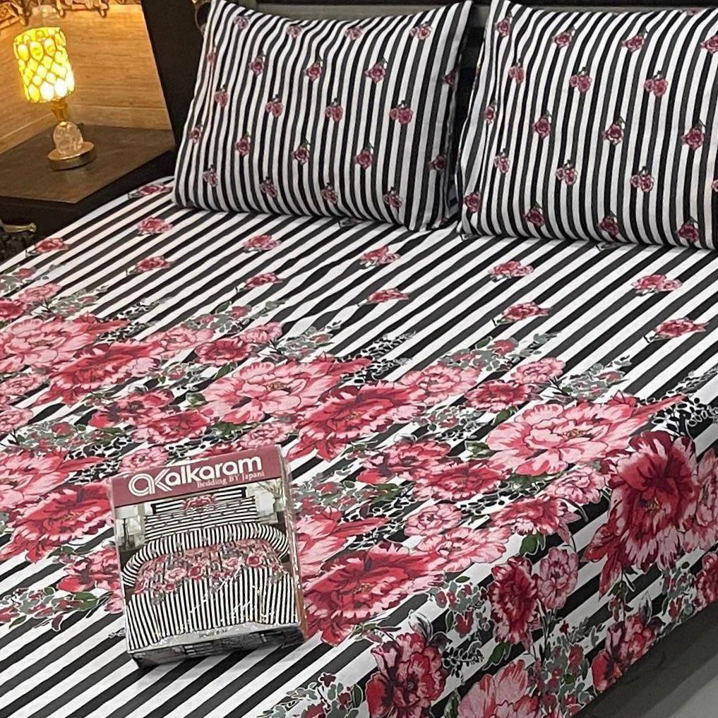 3PCS KING COTTON BED SHEET  B-853