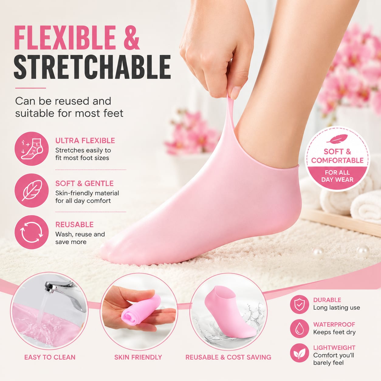 Silicone Moisturizing Gel Sock 1 Pair