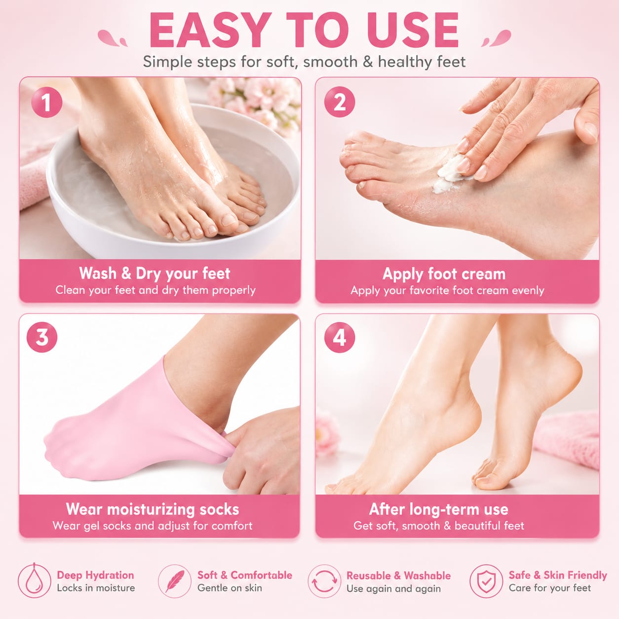 Silicone Moisturizing Gel Sock 1 Pair