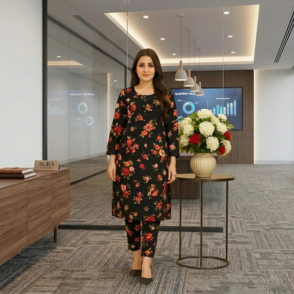 2 Piece – Cotton Digital Print Suit ( Design LS163)